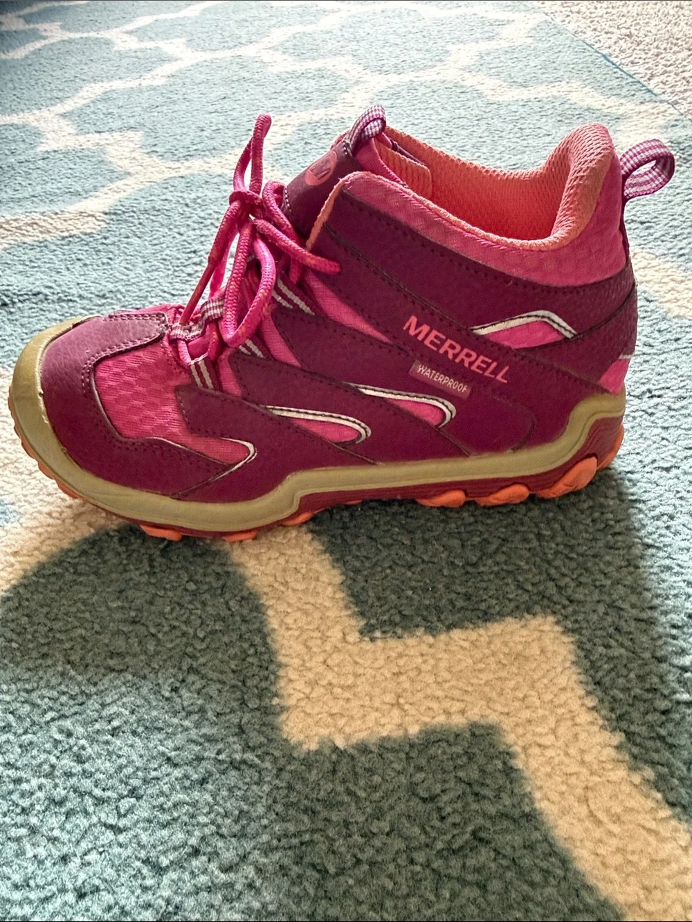 EUC Merrell Kids Magenta and Coral Trail Boots